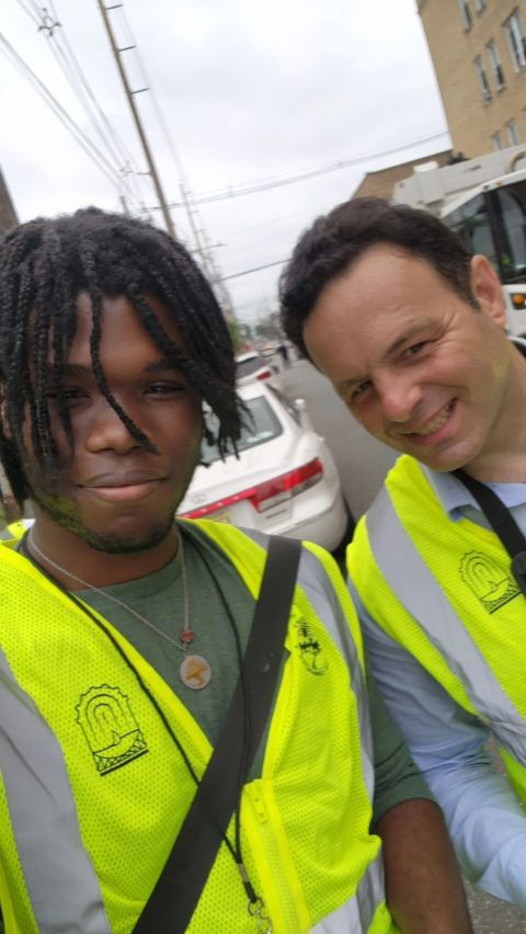 Marcel Cato and Mayor Andre Sayegh of Paterson at a Parks Clean-Up Event